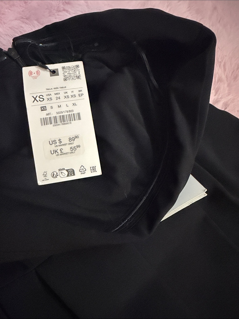 Zara Black Strapless Pleated-Waist Wide-Leg Jumpsuit - Picture 10 of 12